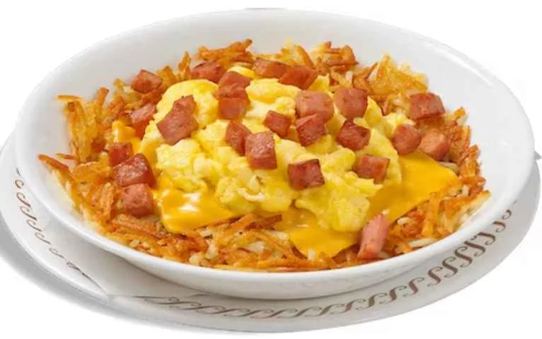 HAM EGG & CHEESE HASHBROWN BOWL from waffle house menu