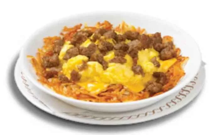 SAUSAGE EGG & CHEESE HASHBROWN BOWL from waffle house menu