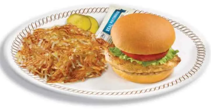 CHICKEN SANDWICH DELUXE with HASHBROWNS from waffle house menu