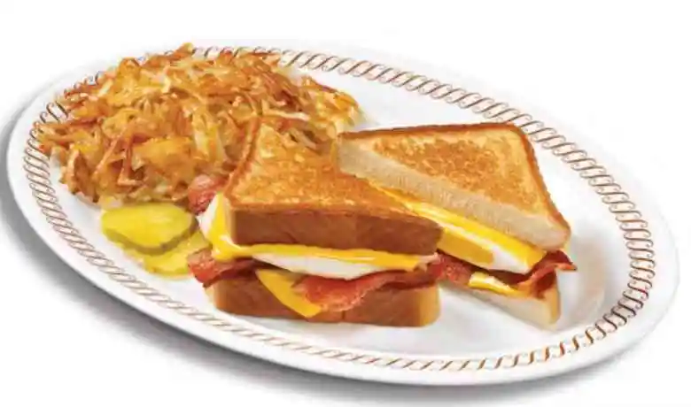 TEXAS BREAKFAST MELT with HASHBROWNS from Waffle house menu